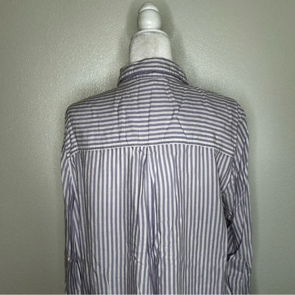 Beach Lunch Lounge Womens Purple & White Striped Button-Up Long Sleeve Shirt XL - Picture 6 of 9